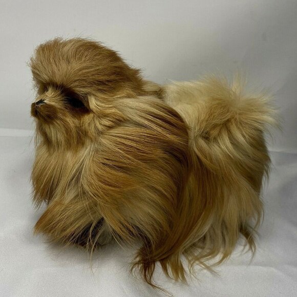 Vintage Pomeranian Dog Figurine 8" Real Fur Handmade OOAK Collectible - Picture 2 of 10